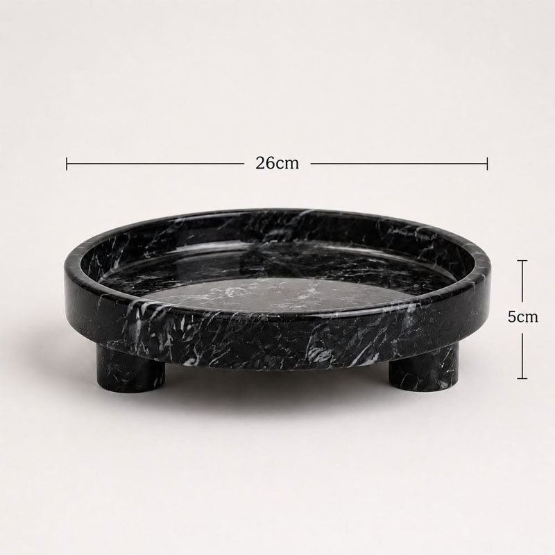 Khay Decor trang trí đá Cẩm Thạch Marble nguyên khối D26×H5cm PT452