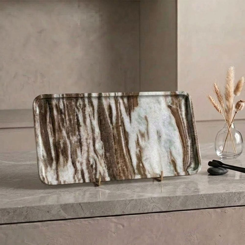 Khay trang trí Đá Cẩm Thạch Marble hình chữ nhật KT 50x25cm PT832
