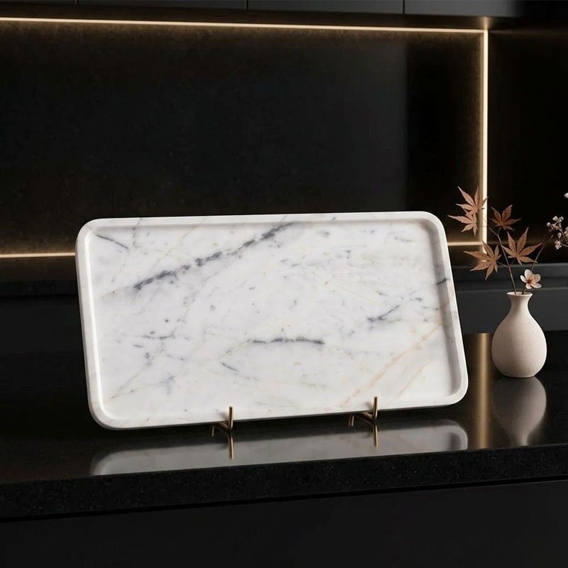 Khay trang trí Đá Cẩm Thạch Marble hình chữ nhật KT 50x25cm PT832