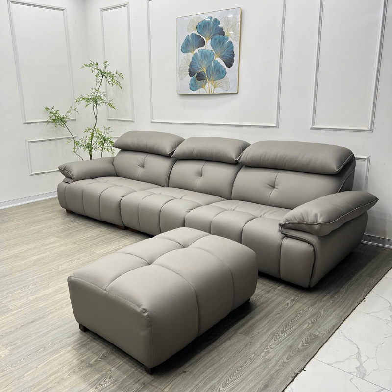 Ghế sofa phòng khách bọc da cao cấp, nệm dày êm SF619