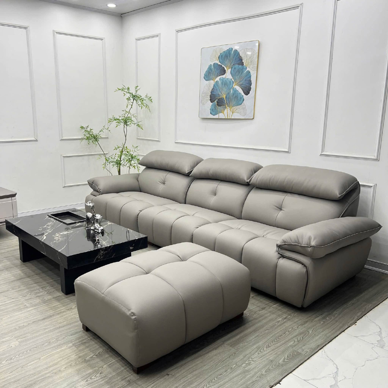 Ghế sofa phòng khách bọc da cao cấp, nệm dày êm SF619