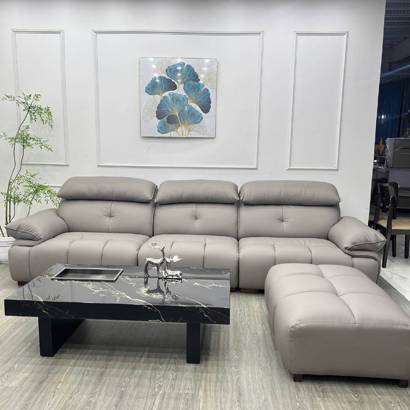 Ghế sofa phòng khách bọc da cao cấp, nệm dày êm SF619