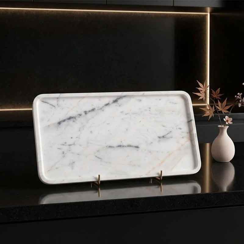 Khay trang trí Đá Cẩm Thạch Marble hình chữ nhật KT 50x25cm PT832