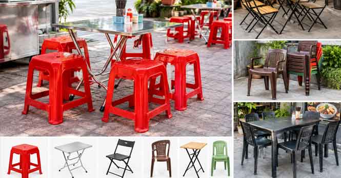 TOP 10+ Mẫu bàn ghế quán ăn vỉa hè nhỏ gọn, tiện lợi