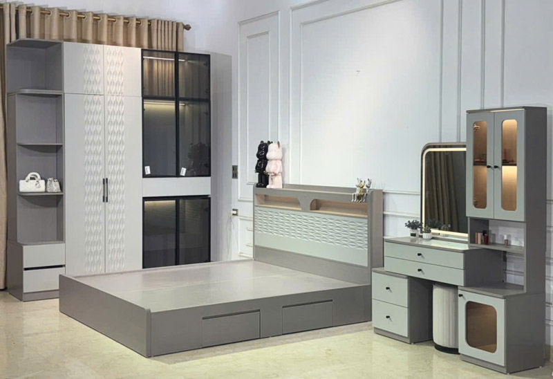 Bộ nội thất phòng ngủ trọn bộ cao cấp giường, tủ, bàn trang điểm CB143 Bộ nội thất phòng ngủ trọn bộ cao cấp giường, tủ, bàn trang điểm CB143