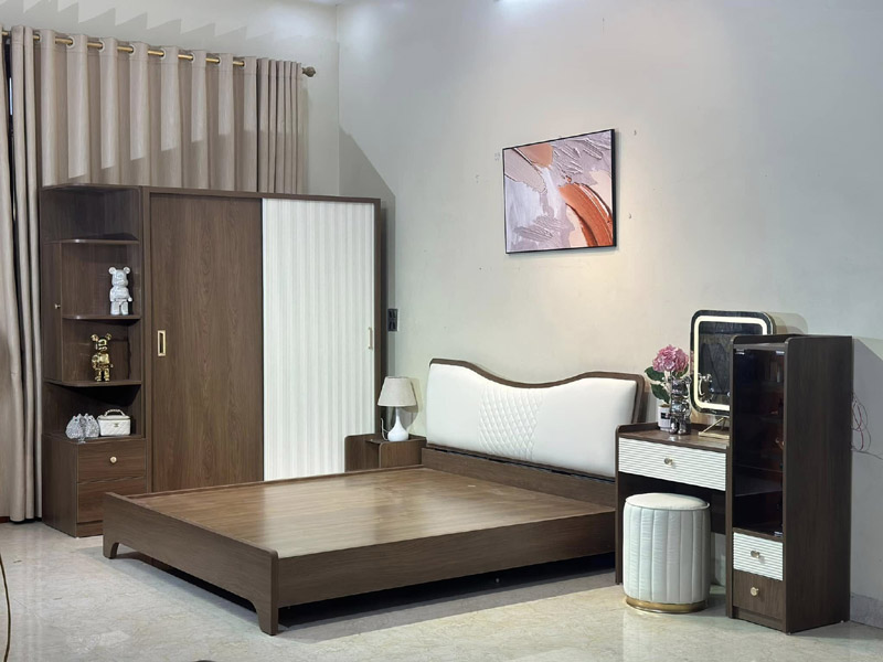 Combo giường ngủ, tủ quần áo, bàn trang điểm phong cách hiện đại CB024 Combo giường ngủ, tủ quần áo, bàn trang điểm phong cách hiện đại CB024