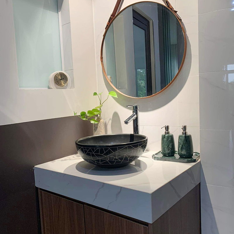 Bình đựng sữa tắm Đá Cẩm Thạch Marble tự nhiên dáng Bầu PT080 Bình đựng sữa tắm Đá Cẩm Thạch Marble tự nhiên dáng Bầu PT080