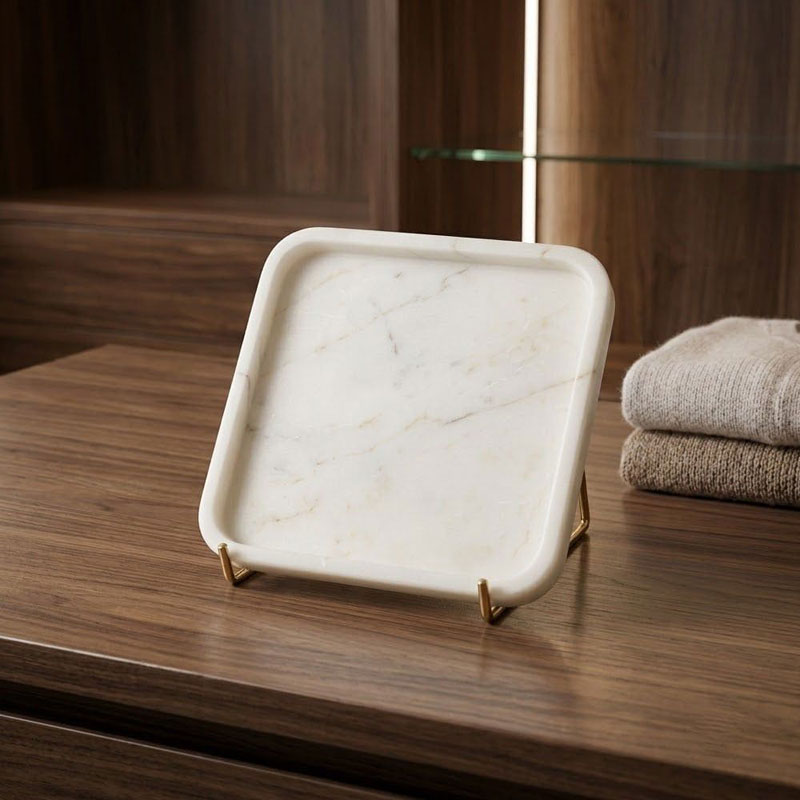 Khay đá Cẩm Thạch vuông Decor đựng nước hoa, nến thơm, phụ kiện cá nhân PT470