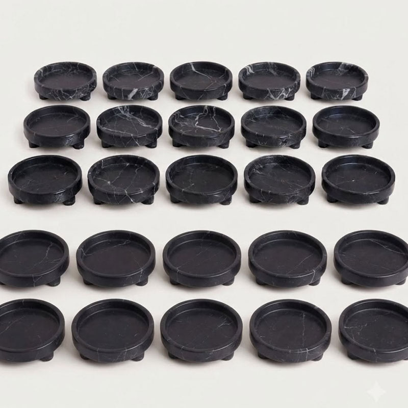 Khay Decor trang trí đá Cẩm Thạch Marble nguyên khối D26×H5cm PT452