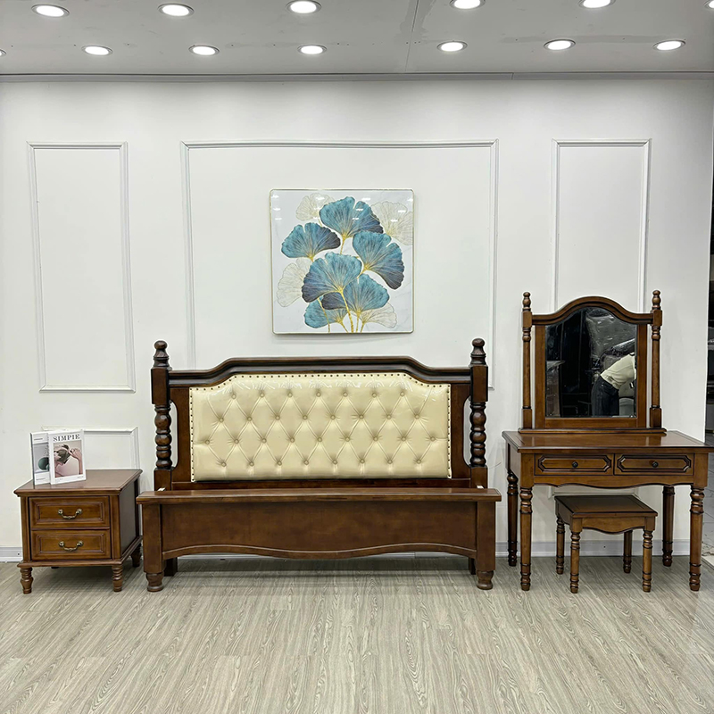 Combo nội thất phòng ngủ chất liệu gỗ Gội tự nhiên