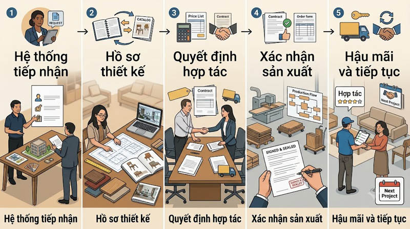 Hợp Tác Cung Cấp Đồ Rời Nội Thất Cho Đại Lý, Kiến Trúc Sư Và Đơn Vị Thi Công Quy Trình Hợp Tác Cung Ứng Đồ Rời Nội Thất