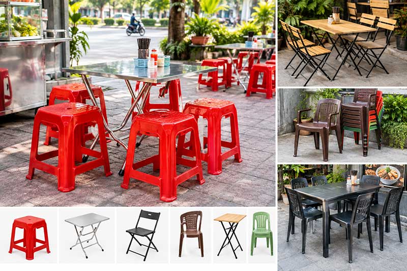TOP 10+ Mẫu bàn ghế quán ăn vỉa hè nhỏ gọn, tiện lợi TOP 10+ Mẫu bàn ghế quán ăn vỉa hè nhỏ gọn, tiện lợi