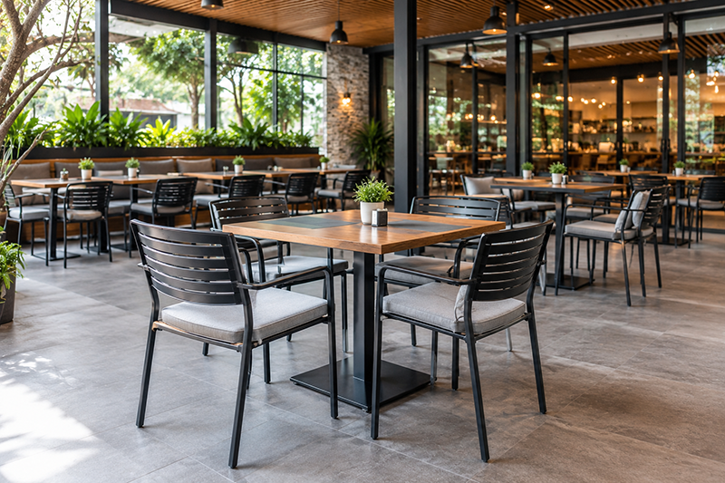 Xưởng Sản Xuất Bàn Ghế Nhà Hàng, Khách Sạn, Resort Theo Yêu Cầu Bàn ghế khung sắt, khung kim loại – Hiện đại và linh hoạt